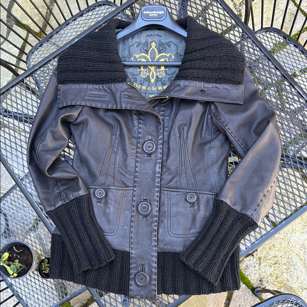 Mackage Alix black leather jacket. Size S.